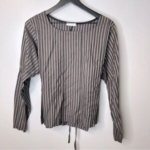 Krista Larson Black Grey Striped Long Sleeve Top‎ One Size